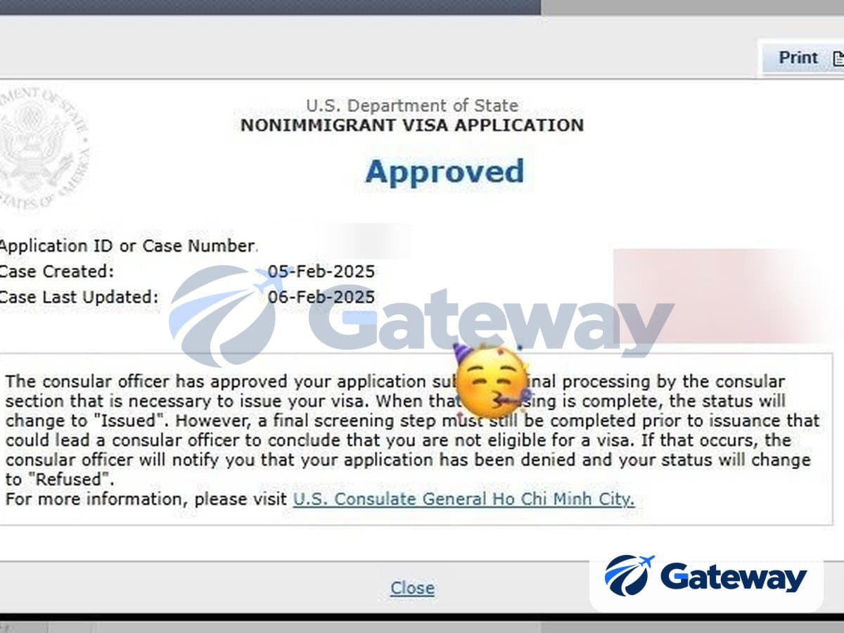Hồ sơ visa Mỹ được duyệt