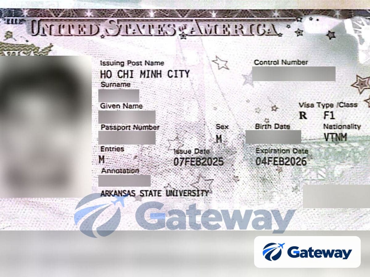Visa du học Mỹ F1 cấp tại TP.HCM của khách Gateway, khuôn mặt và thông tin cá nhân đã được che
